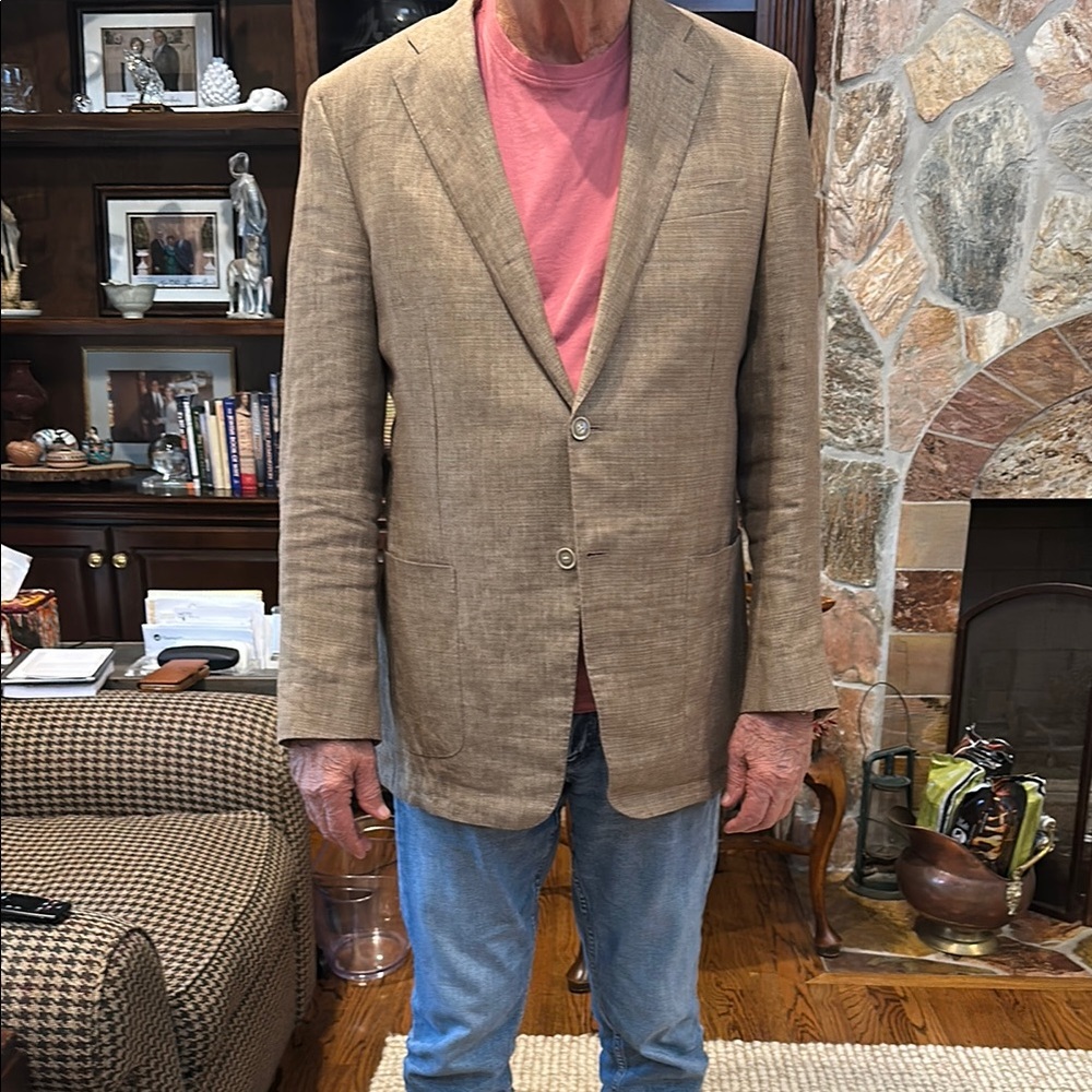 HICKEY FREEMAN LINEN MENS BROWN JACKET 42L
